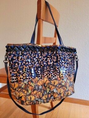 Anthropologie Jasper Jeera Sequin Butterfly Print Tote Bag Shopper